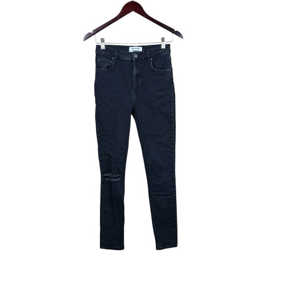 REFORMATION Organic Cotton Faded Black Destroyed Skinny Jeans High Rise Size 27 - Picture 2 of 6